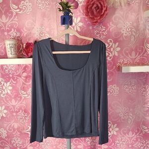 Source Unknown Elegant Navy Long Sleeve Top